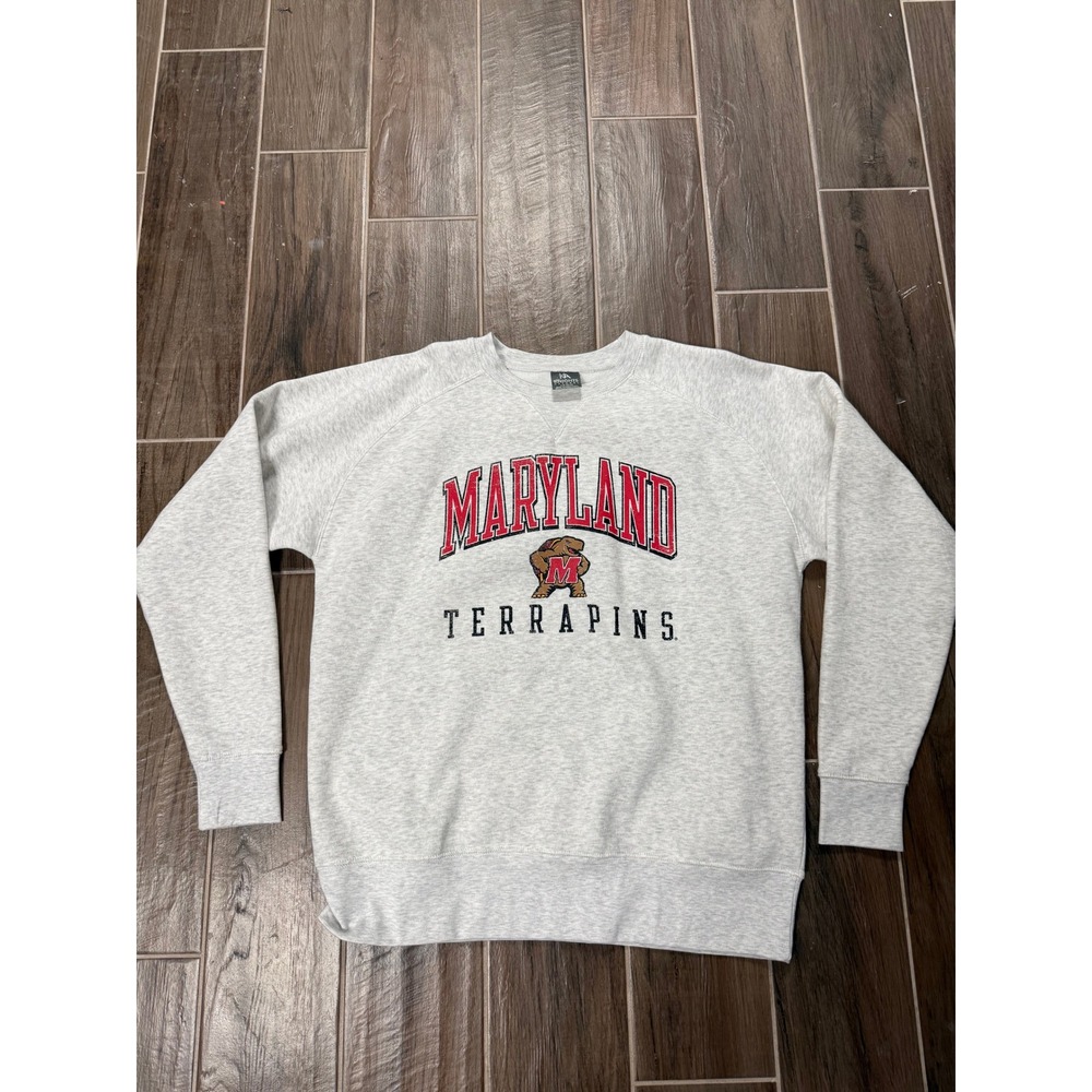 Knights Apparel Maryland Terrapins Sweatshirt Mens Large Gray Crewneck Raglan